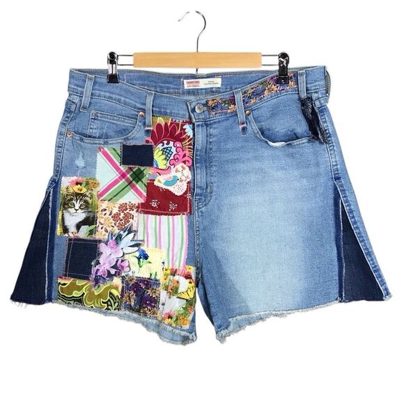 Signature by Levi’s Womens Upcycled OOAK High Rise “Patch Cat” Size 18 - Picture 1 of 16